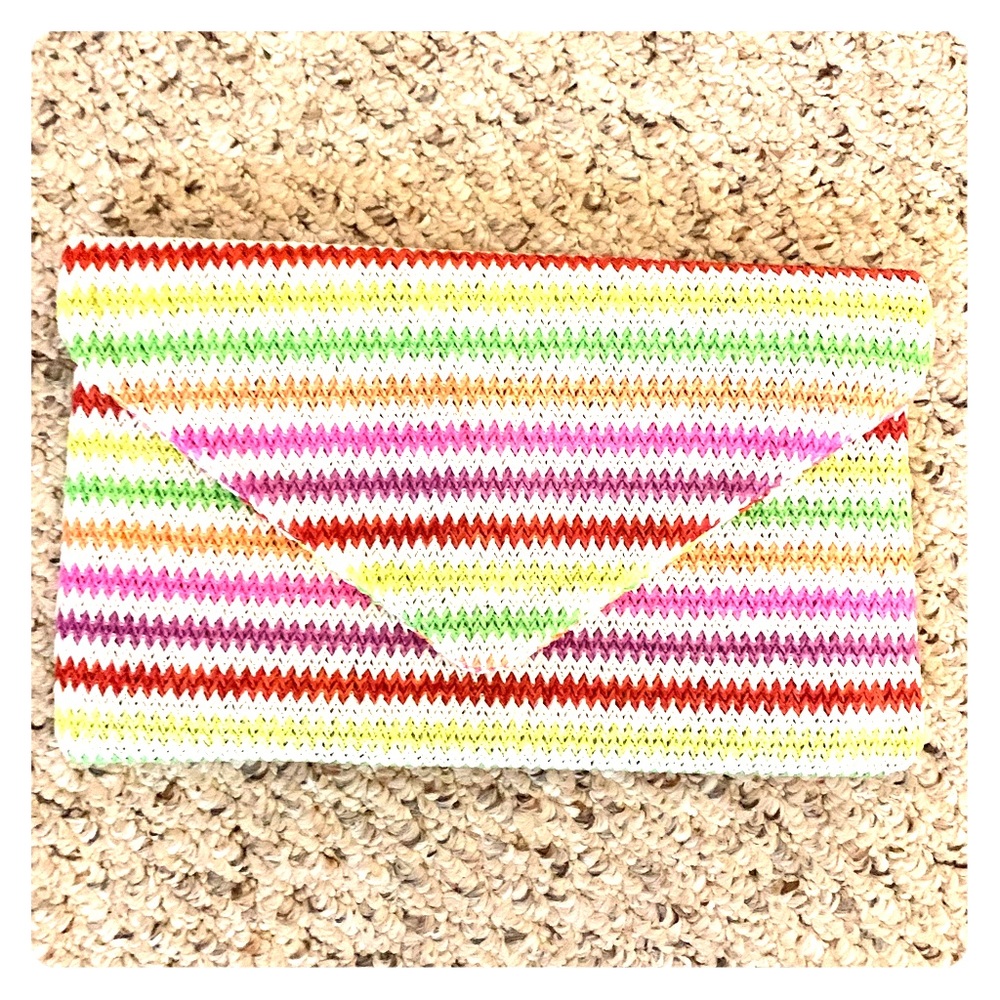 Rainbow striped clutch. Great condition!